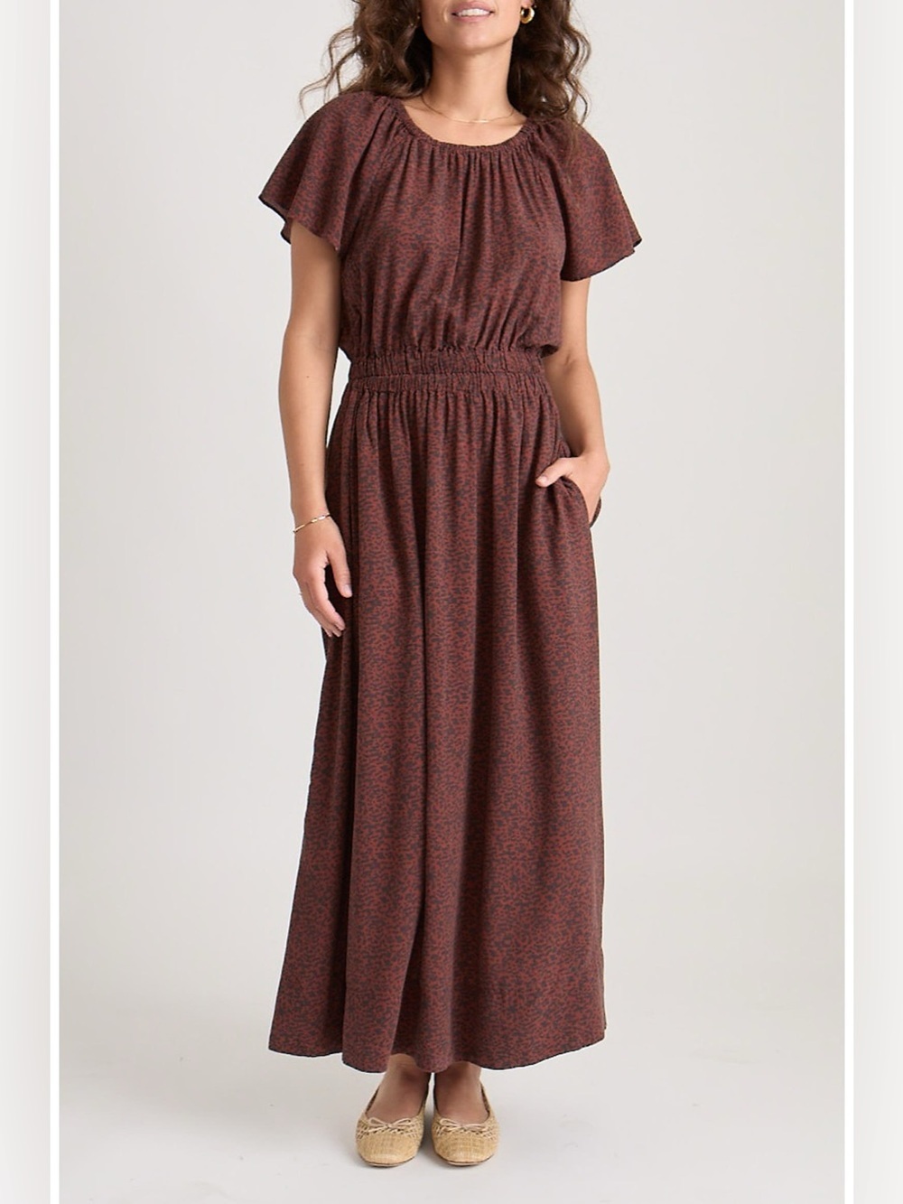 Marine Layer - NWT Ivy Animal Print Cutout Short Sleeve Maxi Dress Size Small